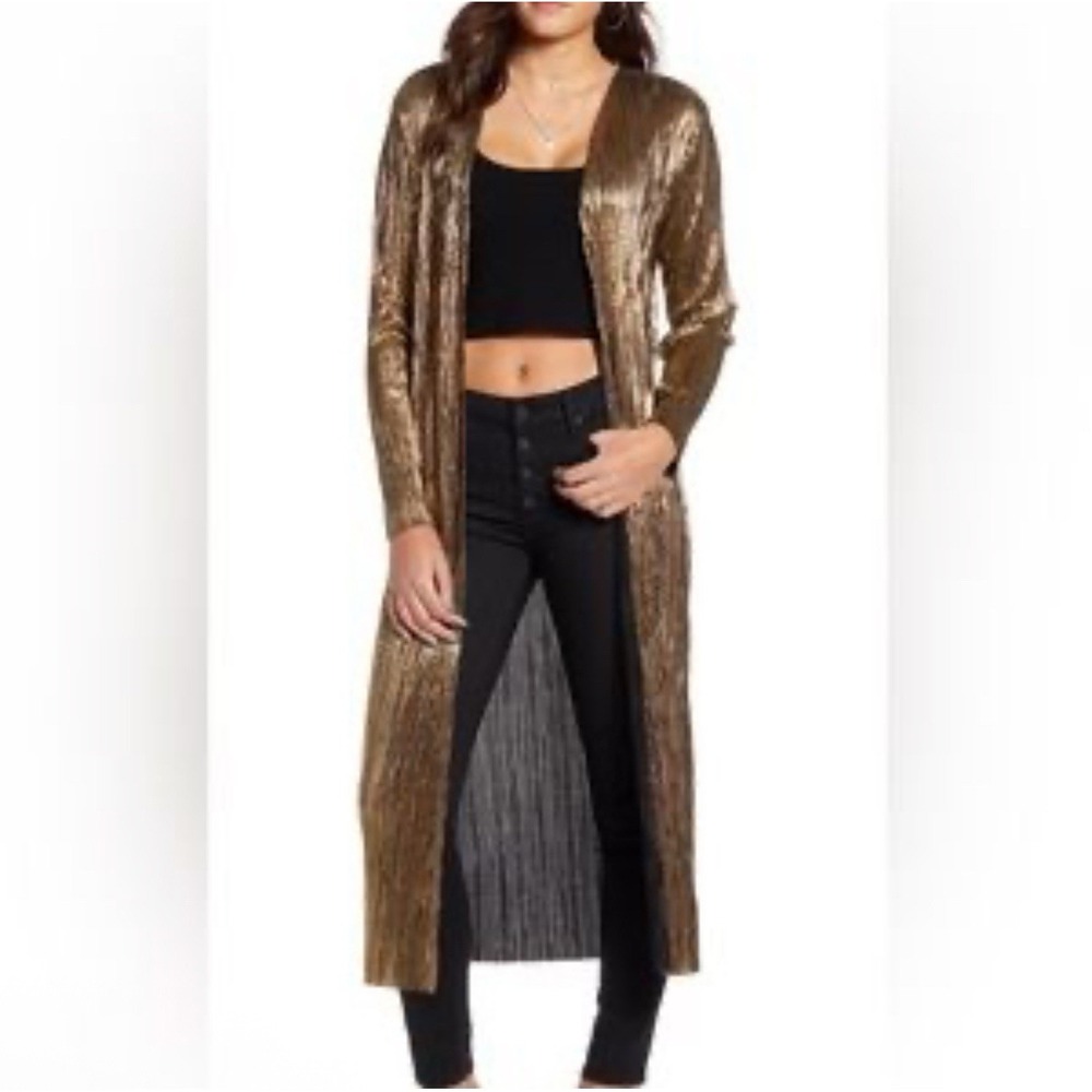 Julian Chang Metallic Open Front Duster Cardigan Size S Festive‎ Holidays